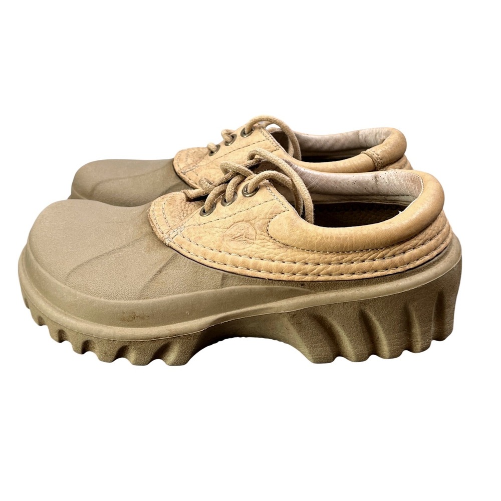 Crocs Axle All Terrain Rubber Duck Boat Leather Shoes Unisex Tan Men 4 Women 6